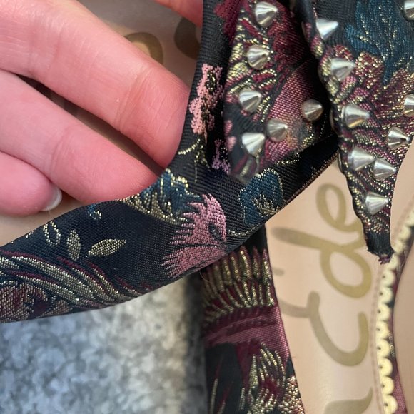 GUC Sam Edelman Raisa studded bow brocade ballet flats - Picture 10 of 13